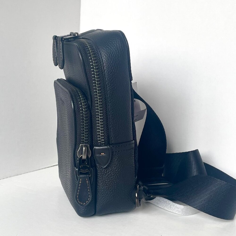 Coach Gotham Sling Pack 13 Black Pebbled Leather CR849 Bag - Picture 8 of 14